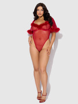 House of Desire Marilyn Bell Sleeved Bodysuit Crimson Red
