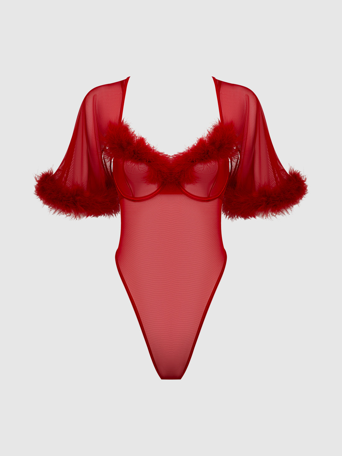 House of Desire Marilyn Bell Sleeved Bodysuit Crimson Red