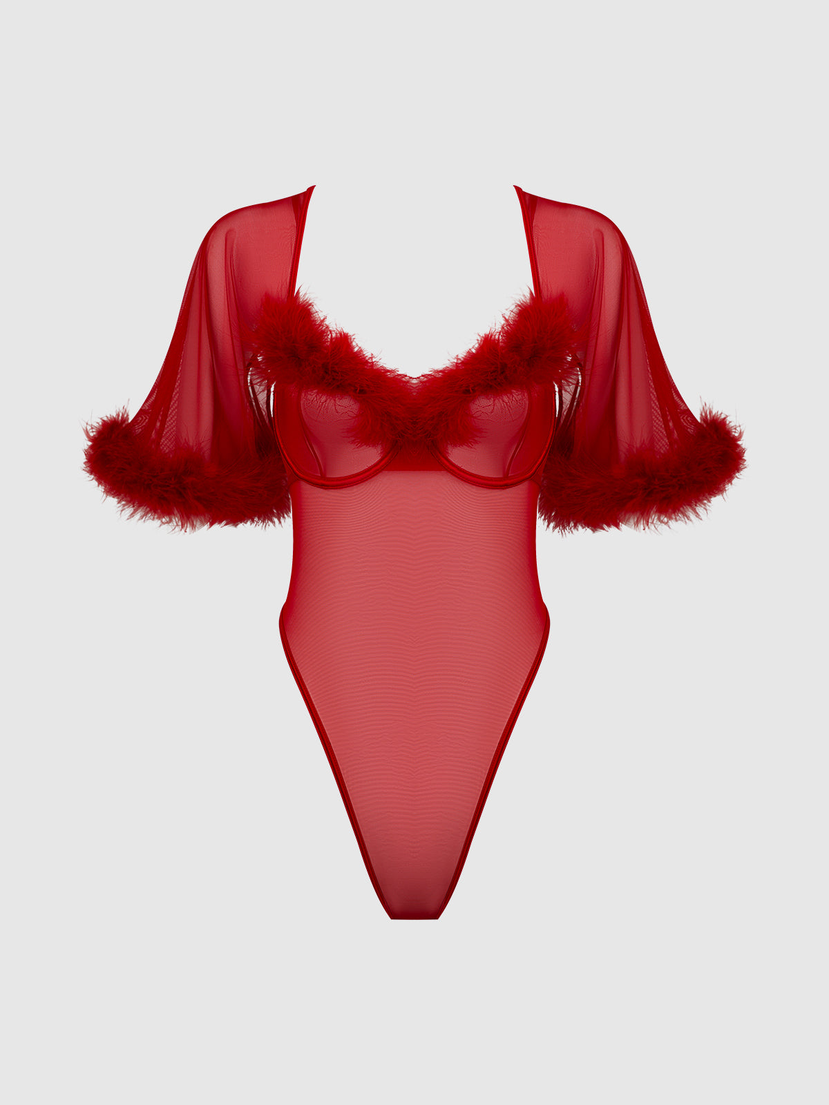 House of Desire Marilyn Bell Sleeved Bodysuit Crimson Red