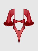 House of Desire Marilyn Bell Sleeved Bodysuit Crimson Red