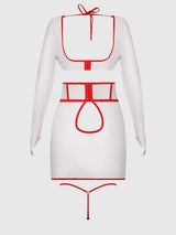 House of Desire First Aid Bra Top & Open Back Skirt Set Costume