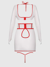 House of Desire Queen First Aid Bra Top & Open Back Skirt Set Costume