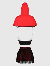 House of Desire Lil Red Bustier, Skirt & Hood Set Costume
