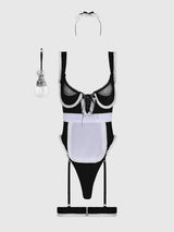 House of Desire Queen Maid Teddy, Apron, Headpiece & Duster Costume