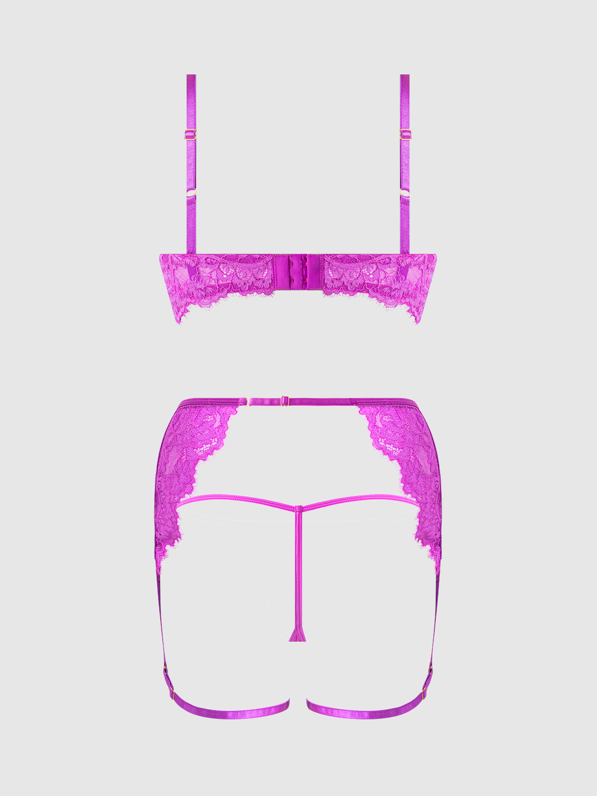 House of Desire Reanna Lace & Chain Garter Bra Set Pink