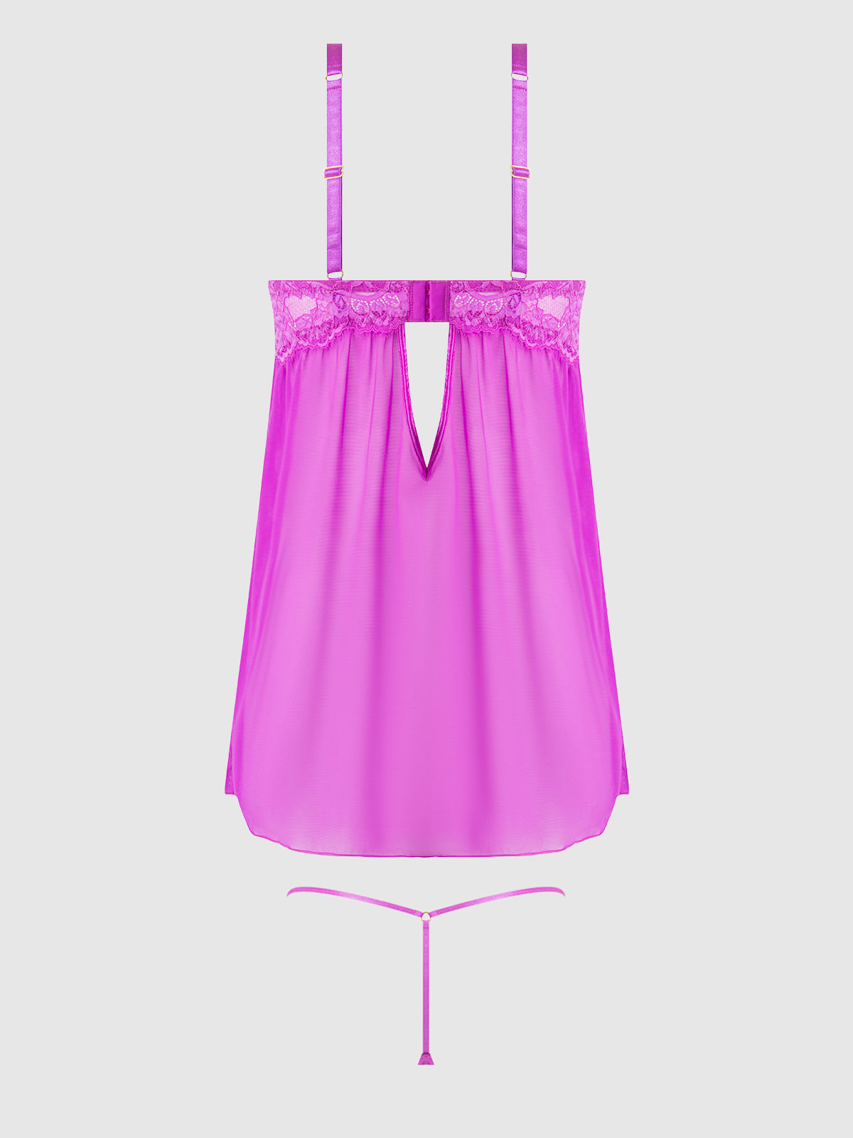 House of Desire Reanna Lace & Chain Babydoll Set Pink