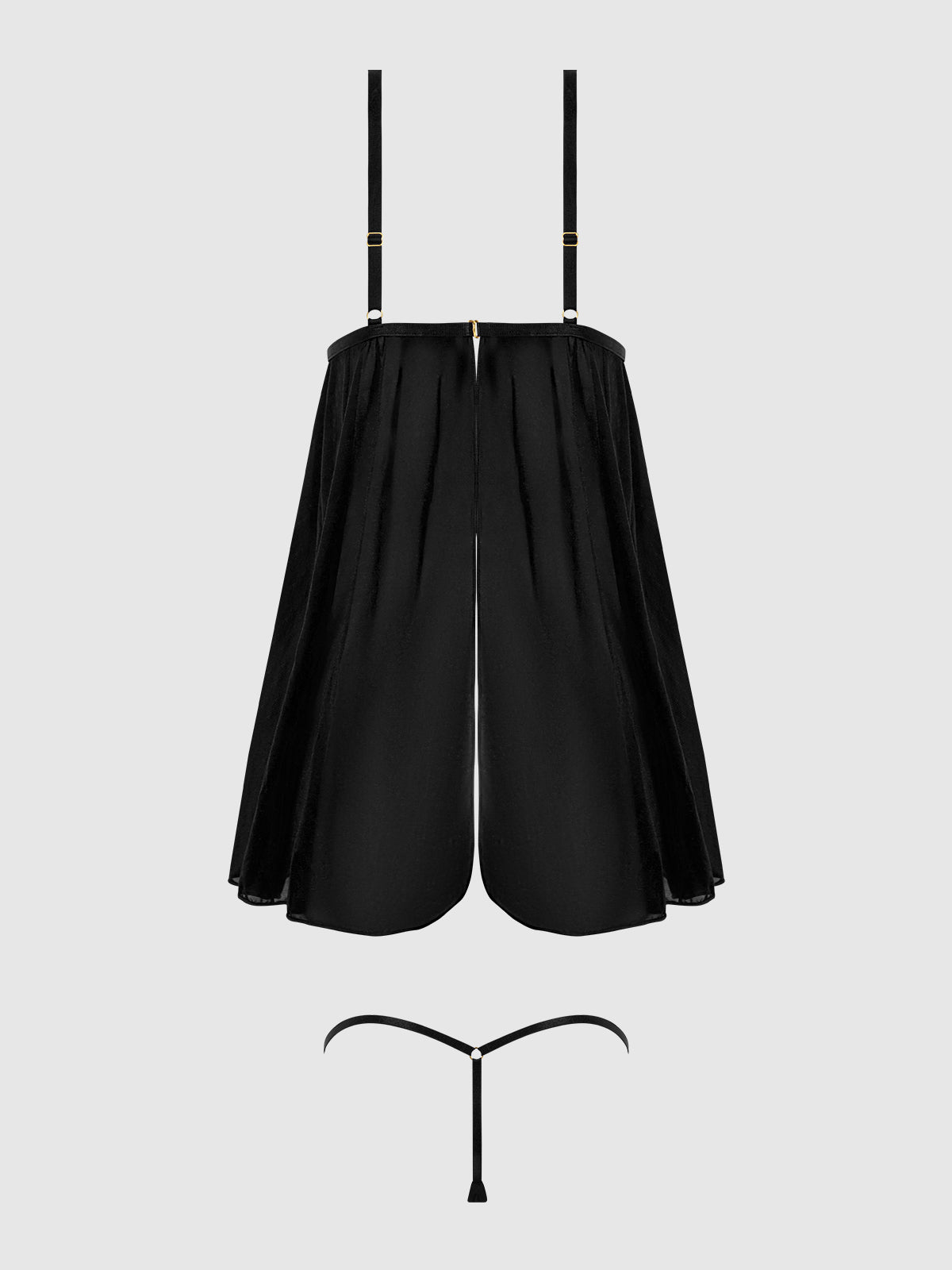 House of Desire Yasmine Shine Mesh O-Ring Open Cup Babydoll Set Black