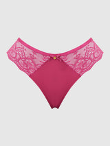 House of Desire Vera Lace & Micro Strappy Back Thong Pink Dragon