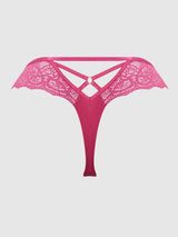 House of Desire Vera Lace & Micro Strappy Back Thong Pink Dragon