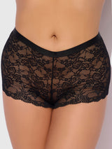 House of Desire Queen Bella Criss Cross Back Lace Cheeky Black