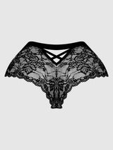 House of Desire Queen Bella Criss Cross Back Lace Cheeky Black