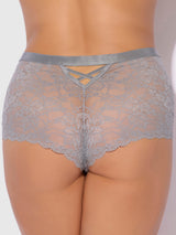 House of Desire Queen Bella Criss Cross Back Lace Cheeky Silver Filigree