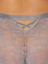 House of Desire Queen Bella Criss Cross Back Lace Cheeky Silver Filigree