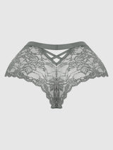 House of Desire Queen Bella Criss Cross Back Lace Cheeky Silver Filigree