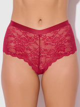 House of Desire Bella Criss Cross Back Lace Cheeky Crimson Red
