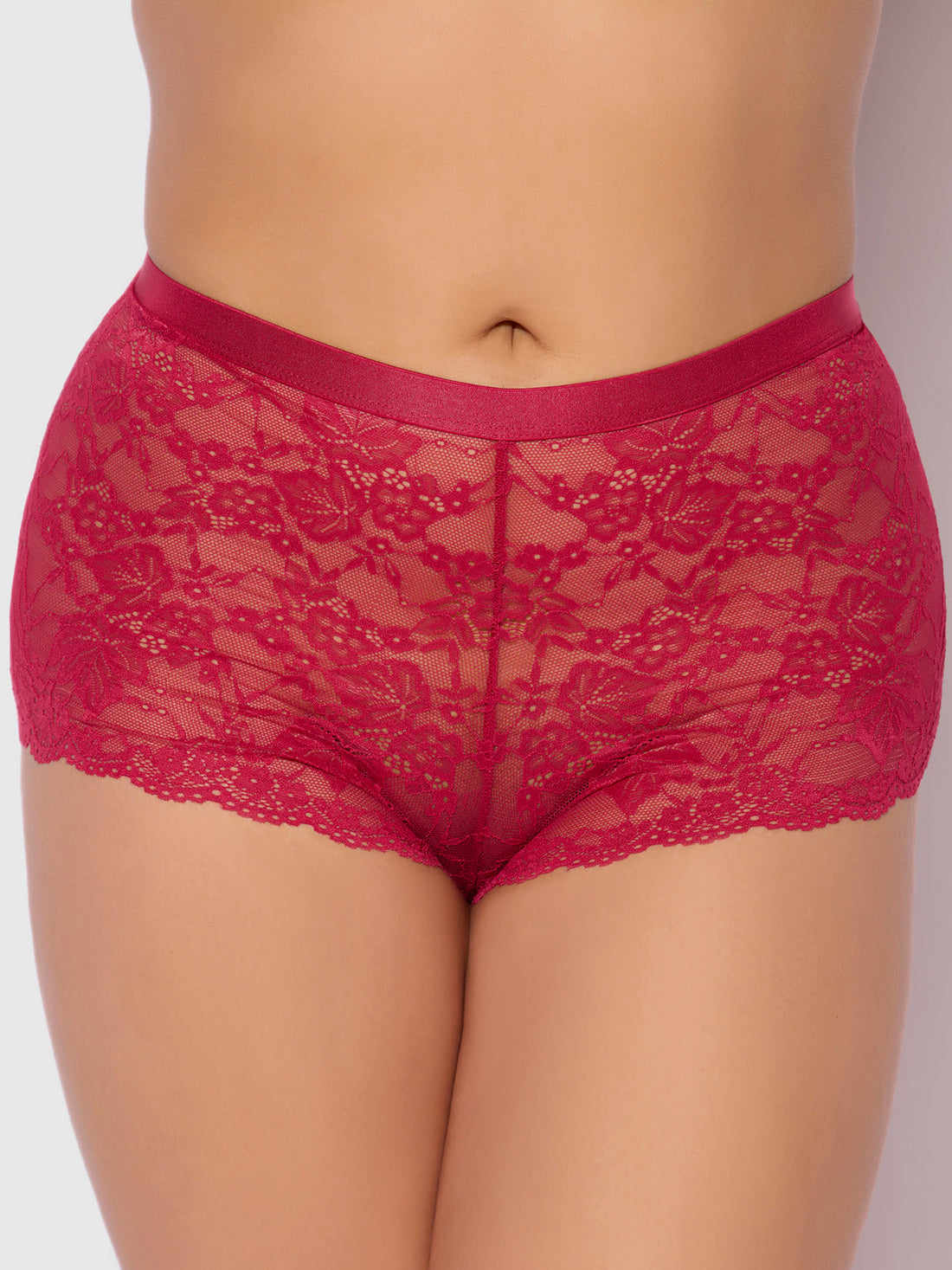 House of Desire Queen Bella Criss Cross Back Lace Cheeky Crimson Red
