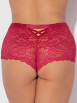House of Desire Queen Bella Criss Cross Back Lace Cheeky Crimson Red