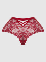 House of Desire Bella Criss Cross Back Lace Cheeky Crimson Red