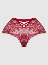 House of Desire Queen Bella Criss Cross Back Lace Cheeky Crimson Red