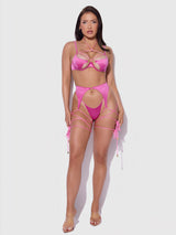 House of Desire Iryna Silky Micro & Rope Bra Set Raspberry