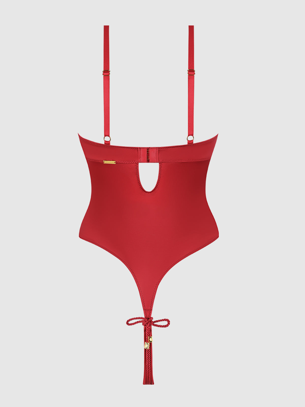 House of Desire Iryna Silky Micro & Rope Crotchless Teddy Crimson Red