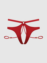 Iryna Silky Micro & Rope Crotchless & Hand Cuff Hipster Crimson Red