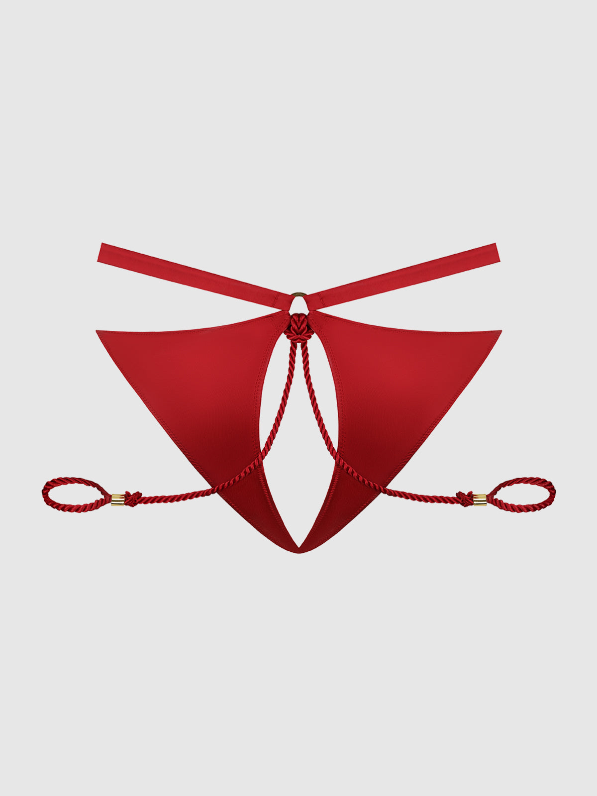 House of Desire Iryna Silky Micro & Rope Crotchless & Hand Cuff Hipster Crimson Red