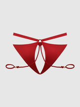 House of Desire Queen Iryna Silky Micro & Rope Crotchless & Hand Cuff Hipster Crimson Red
