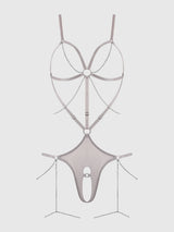 House of Desire Queen Presley Shine Mesh Open Cup & Crotchless Rhinestone Teddy