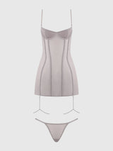 House of Desire Presley Shine Mesh & Rhinestone Chemise & G-String Set