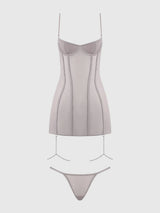 House of Desire Queen Presley Shine Mesh & Rhinestone Chemise & G-String Set