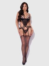 Ilena Embroidered Tulle Crotchless & Open Back Teddy - House of Desire