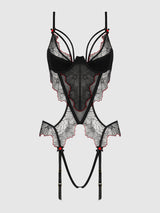 Ilena Embroidered Tulle Crotchless & Open Back Teddy - House of Desire