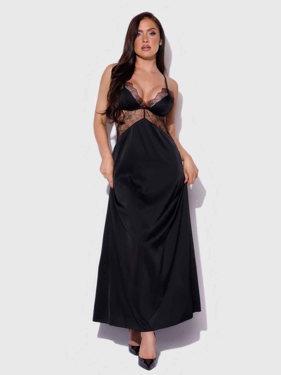 Ilena Embroidered Tulle Triangle Top Long Gown - House of Desire