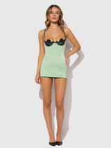 House of Desire Lara Liquid Lace & Satin Open Cup Strappy Chemise Set