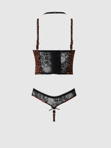 House of Desire Queen Devon Leopard and Lace Crotchless Teddy - House of Desire