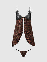 House of Desire Devon Leopard and Lace Babydoll Set - House of Desire