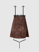 House of Desire Devon Leopard and Lace Babydoll Set - House of Desire