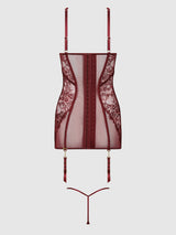 House of Desire Queen Liliana Lace & Mesh Chemise Set Cabernet - House of Desire