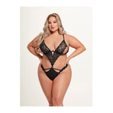 Nadia Lace & Mesh Cutout Teddy Black