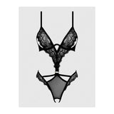 Nadia Lace & Mesh Cutout Teddy Black