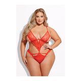 Nadia Lace & Mesh Cutout Teddy Grenadine Orange