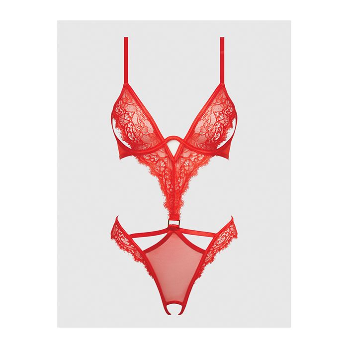 Nadia Lace & Mesh Cutout Teddy Grenadine Orange