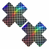 Neva Nude Holographic X Factor Pasties - Rainbow/Black