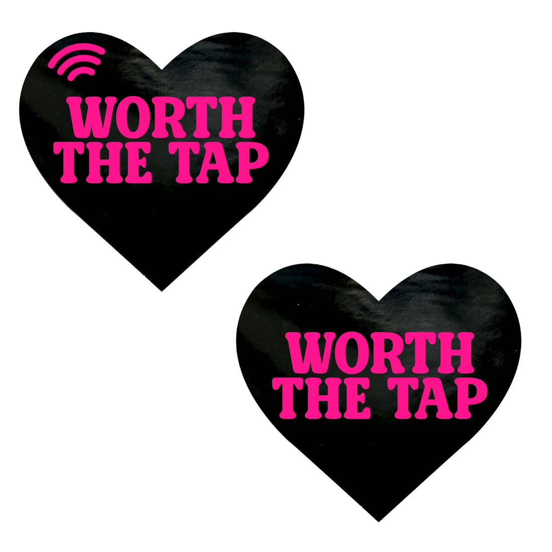 Neva Nude Worth the Tap Hot Pink Heart Smart NFC Pasties Tap to Tip - Black/Pink