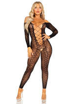 Leg Avenue Python Net Crotchless Footless Lingerie Jumpsuit