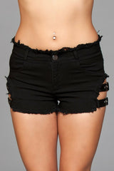 BeWicked Buckled Down Denim Shorts Black