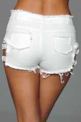 BeWicked Buckled Down Denim Shorts White
