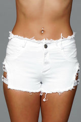 BeWicked Buckled Down Denim Shorts White