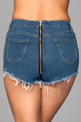 BeWicked Zip Me Up Denim Shorts Blue